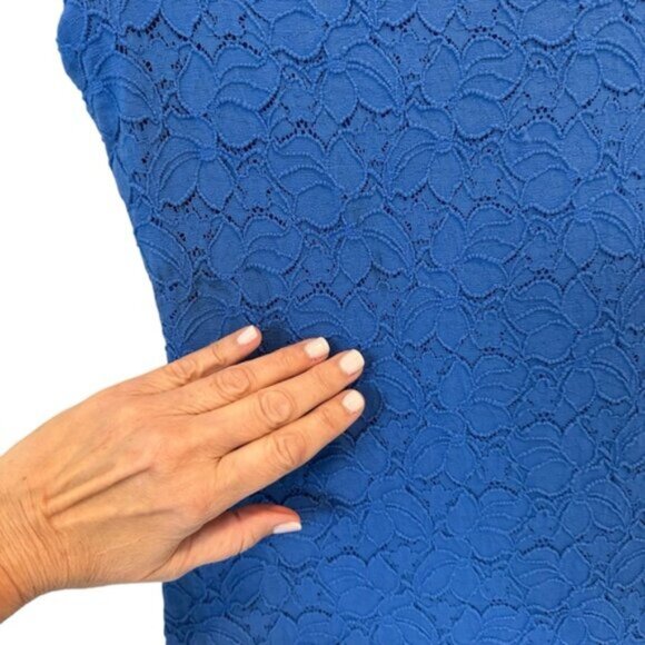 Anthropologie Pina and Needles | Blue Floral Print Textured Dress Size L - Picture 9 of 9